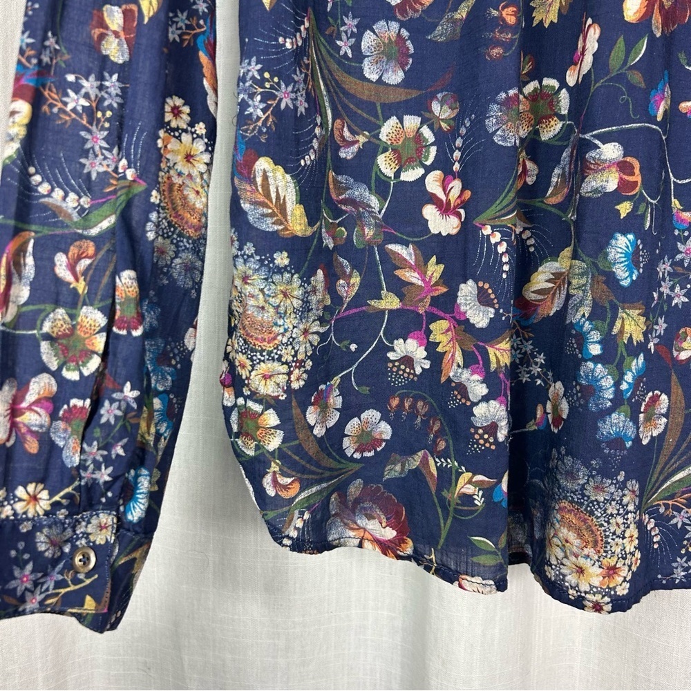 Anthropologie Pilcro Ladder Lace Floral Tunic Blouse Blue Motif size M - Picture 16 of 16